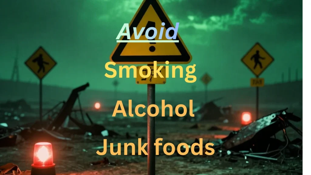 Avoid smoking, alcohol, and junk food to reduce the risk of heart disease and improve heart health