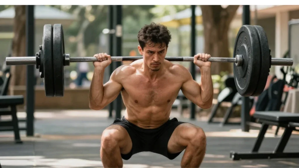 Man doing weight training exercise to improve heart health and prevent heart disease