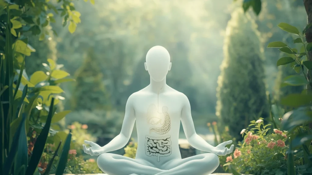 Illustration of digestive system and healthy lifestyle concept for GERD management