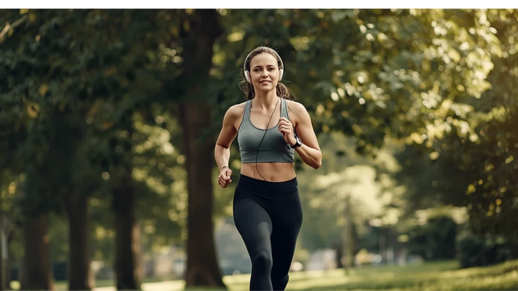 Woman jogging as part of a healthy lifestyle to prevent and manage fatty liver disease