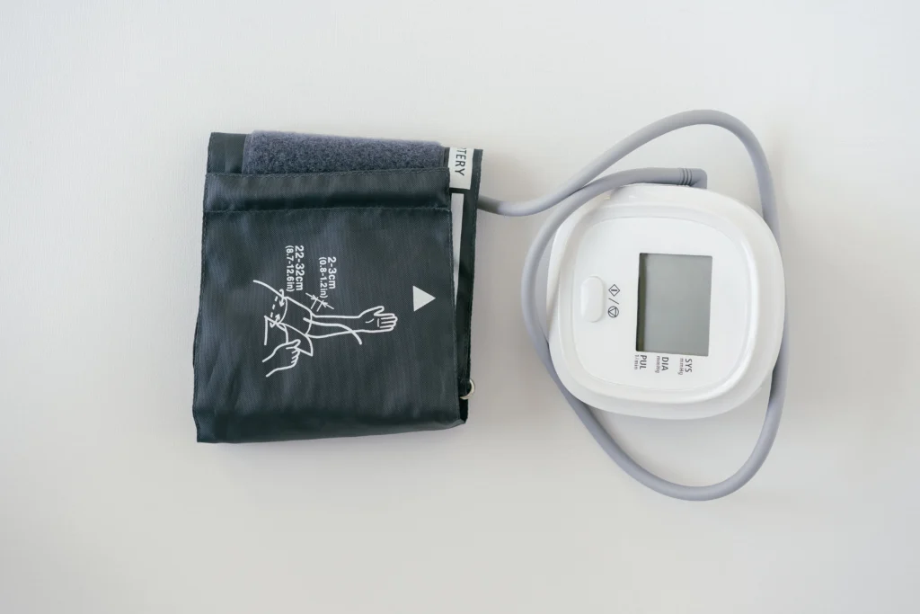 Digital blood pressure monitor used by a high blood pressure doctor to measure accurate blood pressure readings and monitor hypertension.